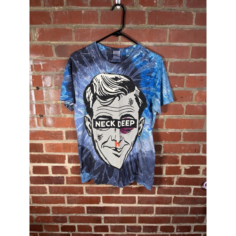 Neck Deep Rain In July Shirt Tie Dye Face Print Logo Pop Punk Music Adult Medium